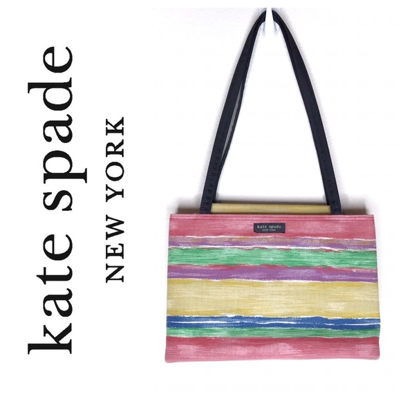 kate spade Handbags - Vintage Kate Spade Striped Canvas Box Tote